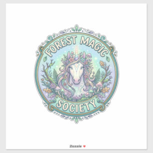 Unicorn Forest Magic Society Graphic Design White 
