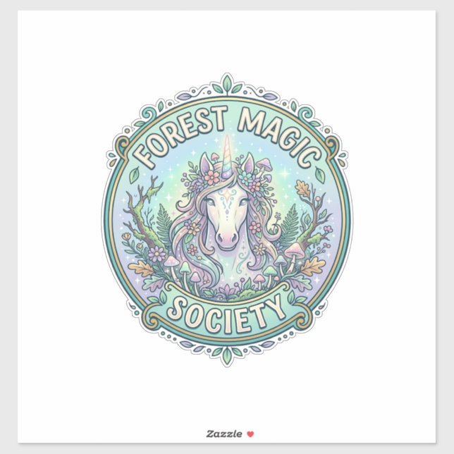 Unicorn Forest Magic Society Graphic Design White  (Sheet)