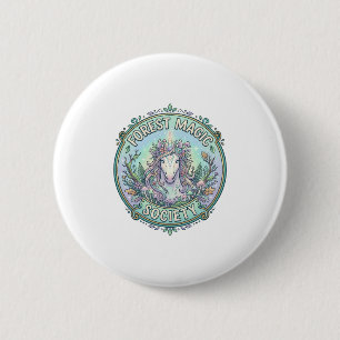 Unicorn Forest Magic Society Graphic Design White 2 Inch Round Button
