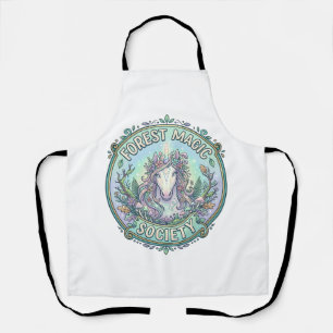 Unicorn Forest Magic Society Graphic Design White  Apron