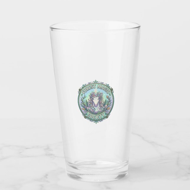 Unicorn Forest Magic Society Graphic Design White  Glass (Front)