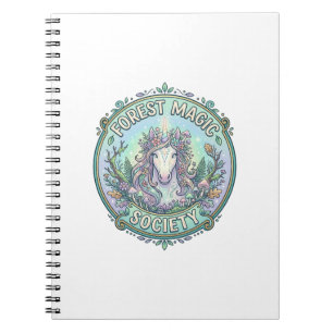 Unicorn Forest Magic Society Graphic Design White Notebook