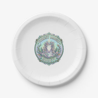 Unicorn Forest Magic Society Graphic Design White  Paper Plate
