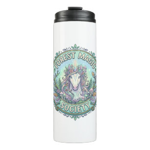 Unicorn Forest Magic Society Graphic Design White  Thermal Tumbler