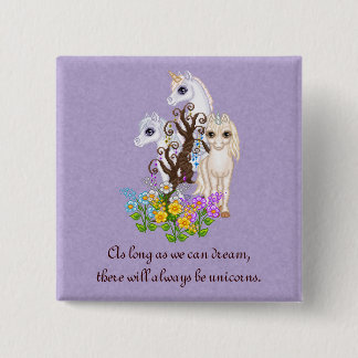Unicorn Friends Pixel Art 2 Inch Square Button