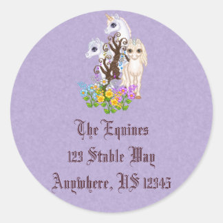 Unicorn Friends Pixel Art Classic Round Sticker