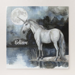 Unicorn Full Moon Believe Jigsaw Puzzle