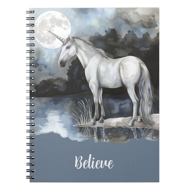 Unicorn Full Moon Believe Notebook (Front)