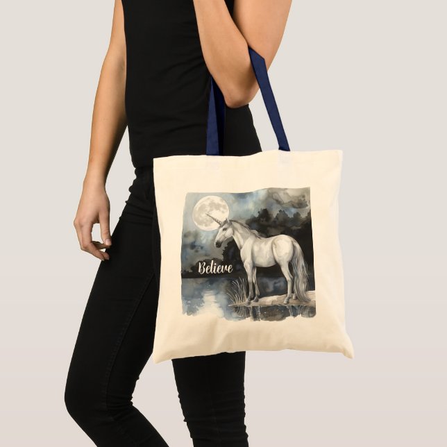 Unicorn Full Moon Believe Tote Bag (Front (Product))