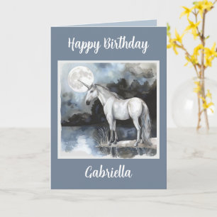 Unicorn Full Moon Birthday Card