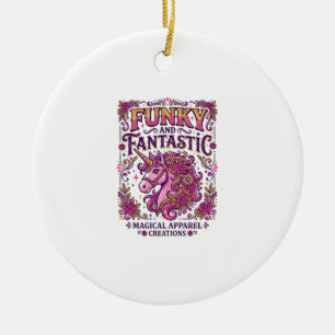 Unicorn Funky and Fantastic Stylish Zazzle Design_ Ceramic Ornament