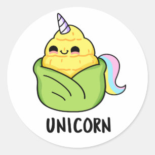 Unicorn Funny Baby Corn Pun  Classic Round Sticker