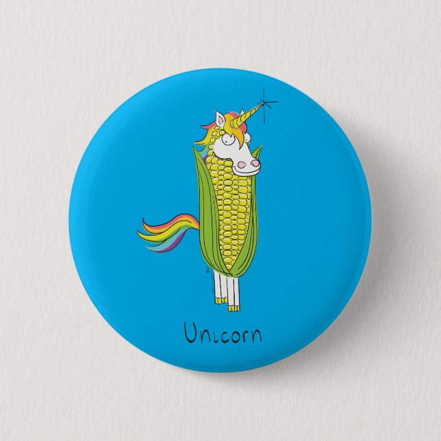 Unicorn Funny Corn Button Pin (Front)