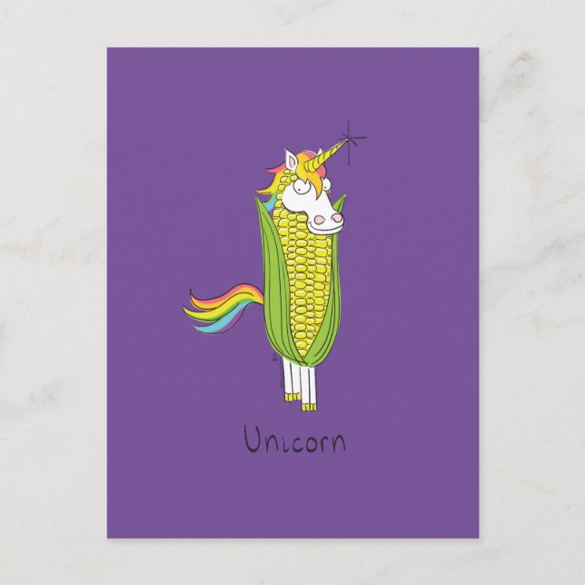 Unicorn Funny Corn Corny Postcard (Front)
