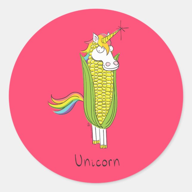 Unicorn Funny Corn Stickers (Front)