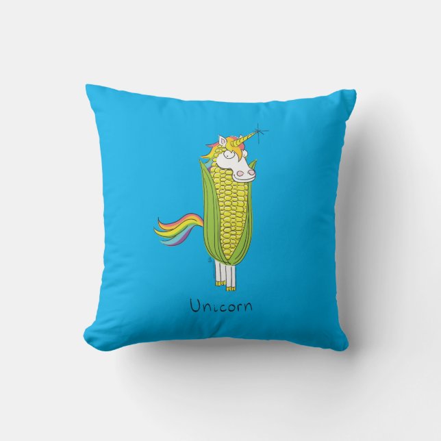 Unicorn Funny Cute Kids Throw Pillow (Front)
