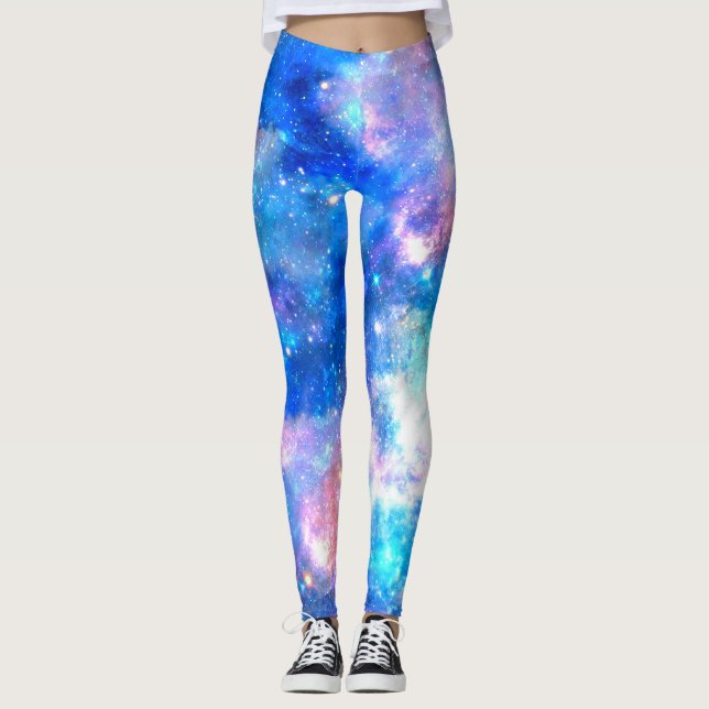 Unicorn Galaxy Night Sky Print Leggings (Front)