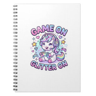 Unicorn Game On Glitter On Graphic Design Merch De Notebook