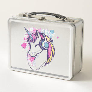 Unicorn Gamer Girl (1) Metal Lunch Box