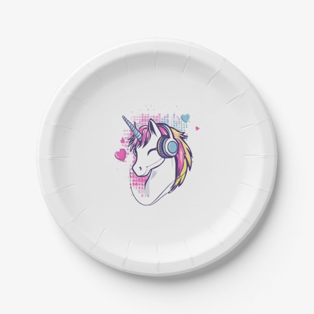 Unicorn Gamer Girl (1) Paper Plate (Front)