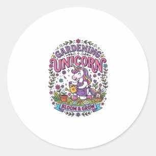 Unicorn Gardening Unicorn Commercial Cute Gift Des Classic Round Sticker