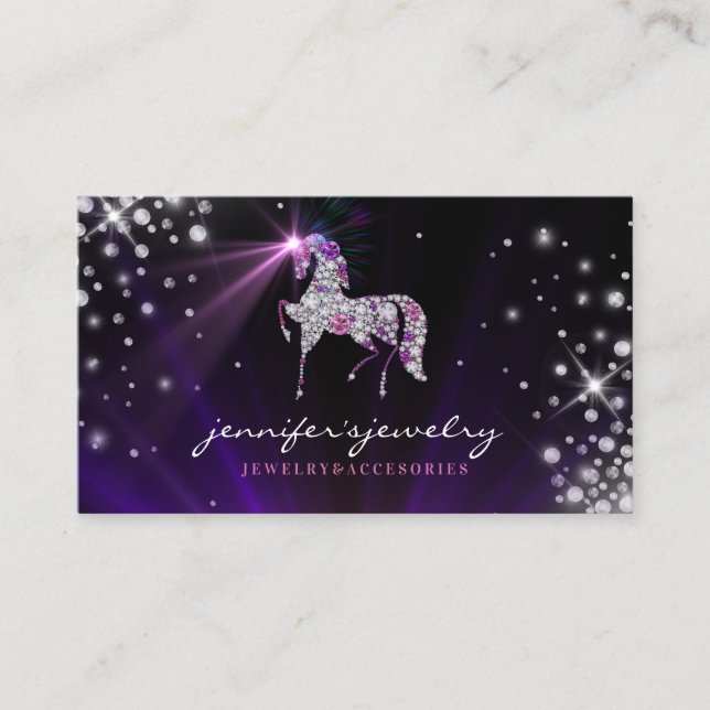 Unicorn gems diamonds jewellery Accessories Business Card (Front)