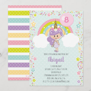 Unicorn Girl Birthday Invitations N'importe quel â
