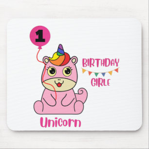 unicorn girl birthday mouse pad