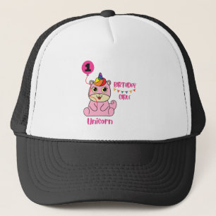 unicorn girl birthday trucker hat