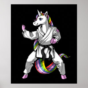 Unicorn Girl Karate Ninja Poster