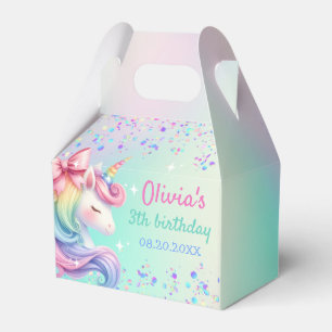 Unicorn Girl Magical Pastel Rainbow Birthday Favor Box