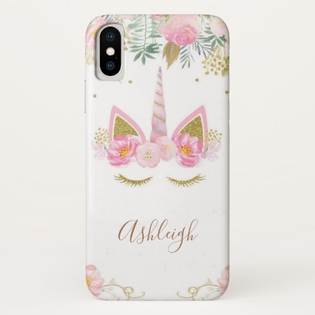 Unicorn Girl Monogram iPhone X Case (Back)