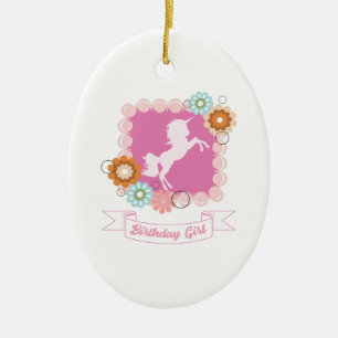 Unicorn Girls Birthday Party Ceramic Ornament