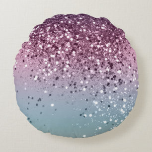 Unicorn Girls Glitter #6 #shiny #pastel Round Pillow