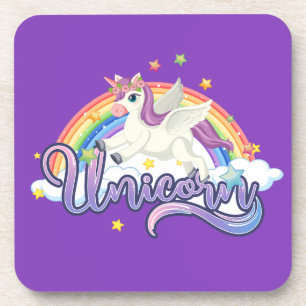 Unicorn Girly For Her Girls Rainbow Coaster