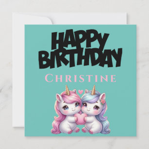 Unicorn Girly Happy Birthday Card