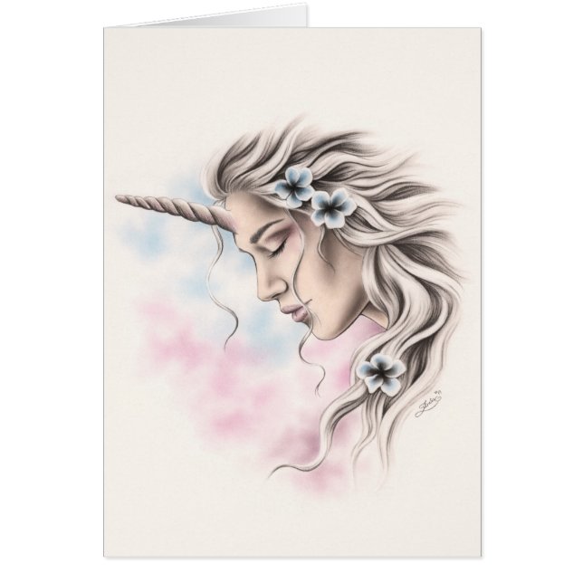 Unicorn Girof light Greeting Card (Devant)