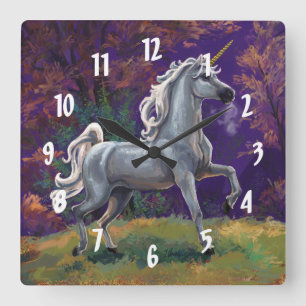 Unicorn Glade Square Wall Clock