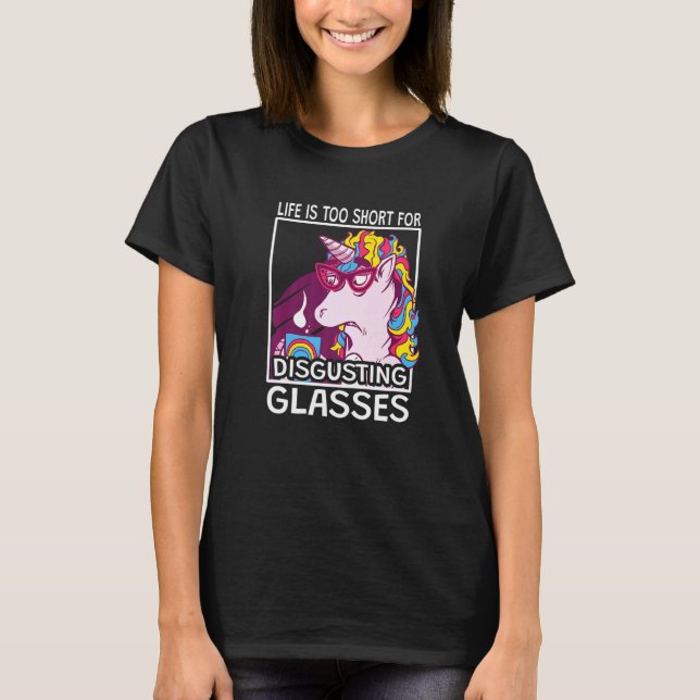 Unicorn Glasses Ophthalmologist Technician Opticia T-Shirt (Front)