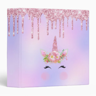 Unicorn Glitter Pastel Purple Binder