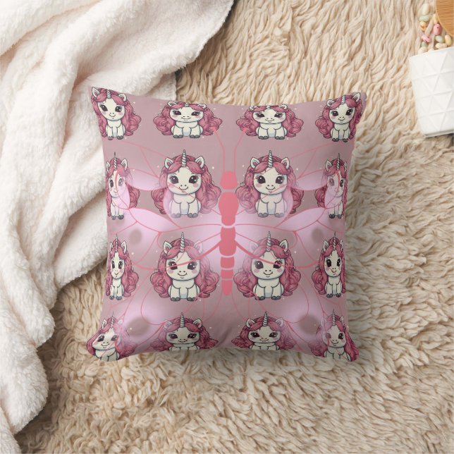Unicorn Glitter Pattern  Throw Pillow (Blanket)