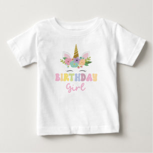 Unicorn Glitter Rainbow Birthday Girl Party Outfit Baby T-Shirt