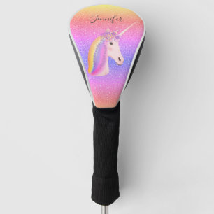 Unicorn Glitter Rainbow Personalized Name Golf Head Cover