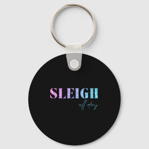 Unicorn Glitter Sleigh All Day Christmas Keychain