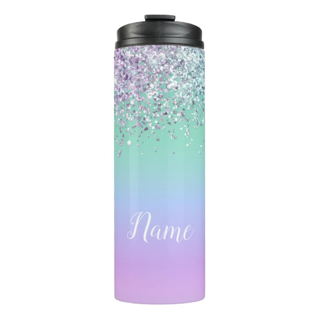 Unicorn Glitter Thermal Personalized Tumbler (Front)
