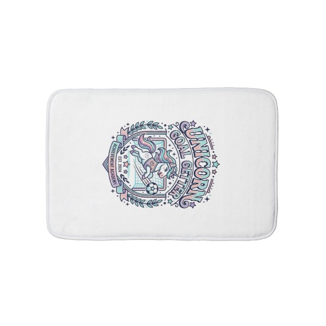 Unicorn Goal Getter Retro Style Graphic Tee Design Bath Mat (Front)
