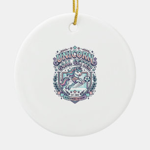 Unicorn Goal Getter Retro Style Graphic Tee Design Ceramic Ornament
