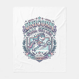 Unicorn Goal Getter Retro Style Graphic Tee Design Fleece Blanket