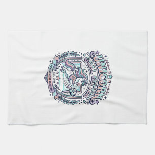 Unicorn Goal Getter Retro Style Graphic Tee Design Kitchen Towel