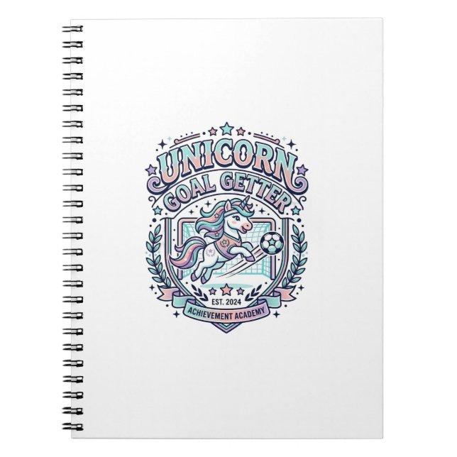 Unicorn Goal Getter Retro Style Graphic Tee Design Notebook (Front)